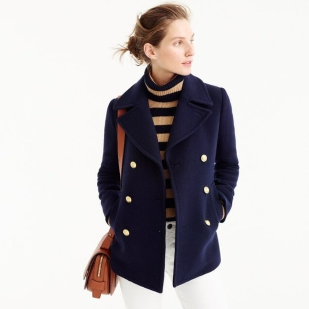 NWOT J. Crew Navy Pea Coat